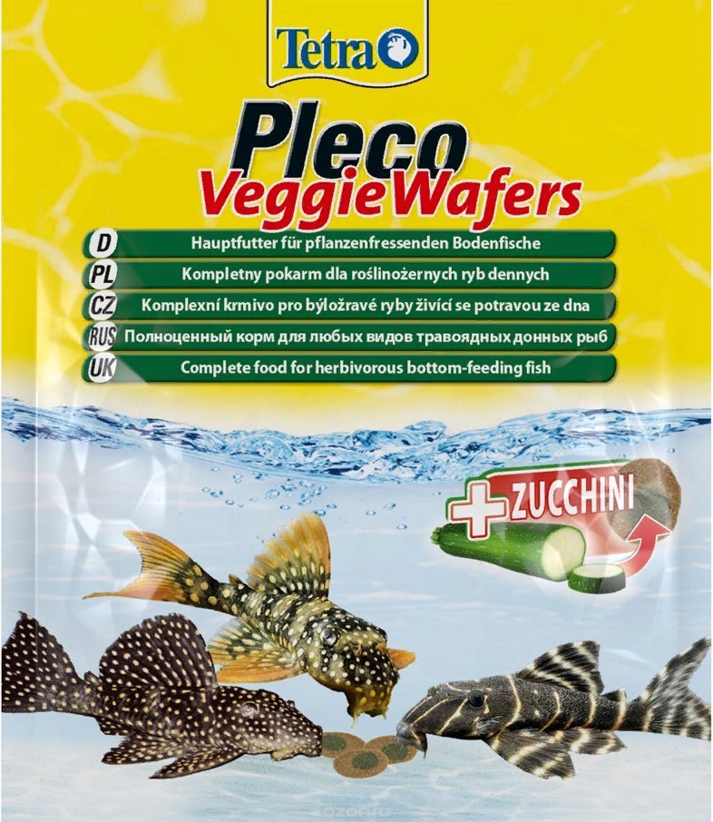 TetraPleco Veggie Wafers корм с добавлением цуккини для донных рыб 15г