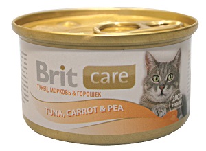 Brit Care конс. д/кошек Тунец /морк/горошек 80г