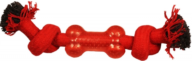 Игрушка для собак "Веревка-канат, 2 узла и кость", 240мм