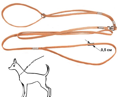 Ринговка шнур нейлоновая бежевая 5мм с вертлюгом, длина 1,4м, фиксатор — кольцо