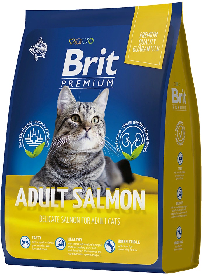 Брит Premium Cat Adult Salmon корм с лососем для взрослых кошек