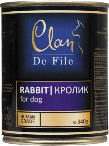 CLAN De File конс. д/собак 340г Кролик №64