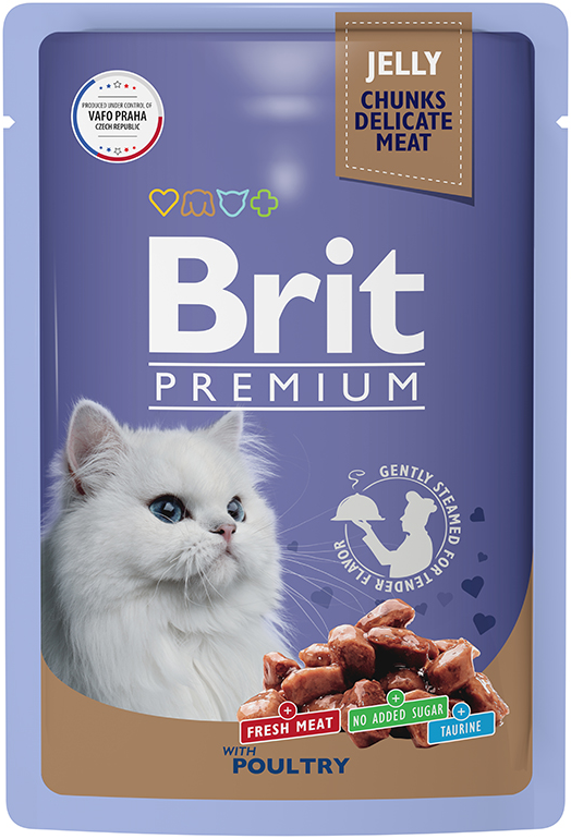 Брит Premium Пауч для взрослых кошек ассорти из птицы в желе 85г