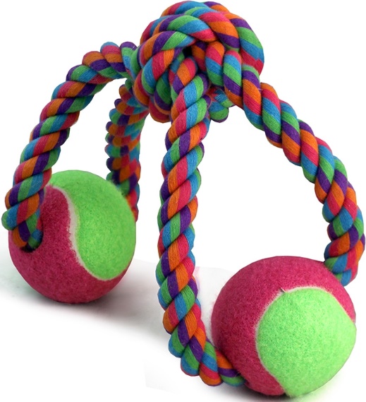 Игрушка для собак "Веревка-восьмерка, узел и 2 мяча" d65/320мм